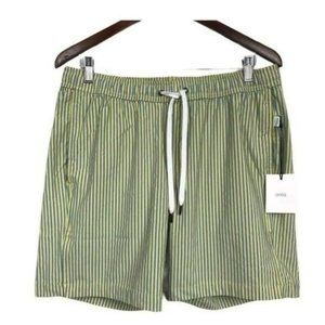 Onia Charles Trunks Twill Stripe Yellow and Blue, Large New With Tags